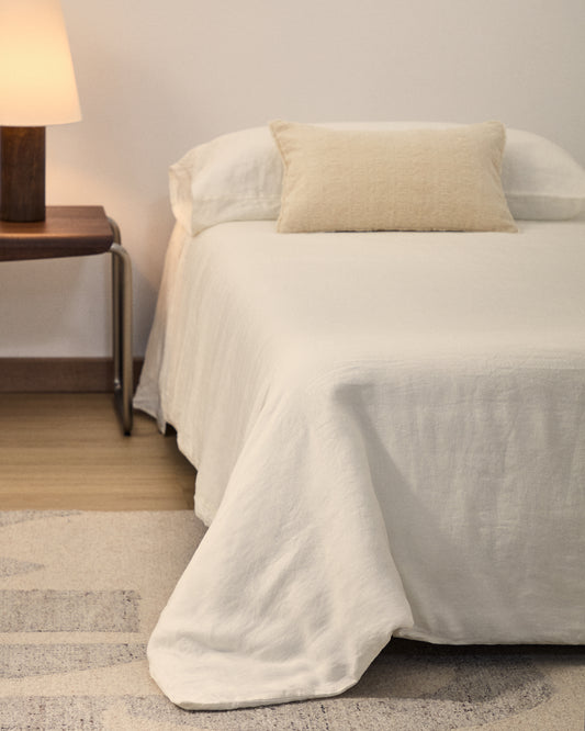 Simmel duvet cover and pillowcase set in ecru cotton and linen for 90cm bed