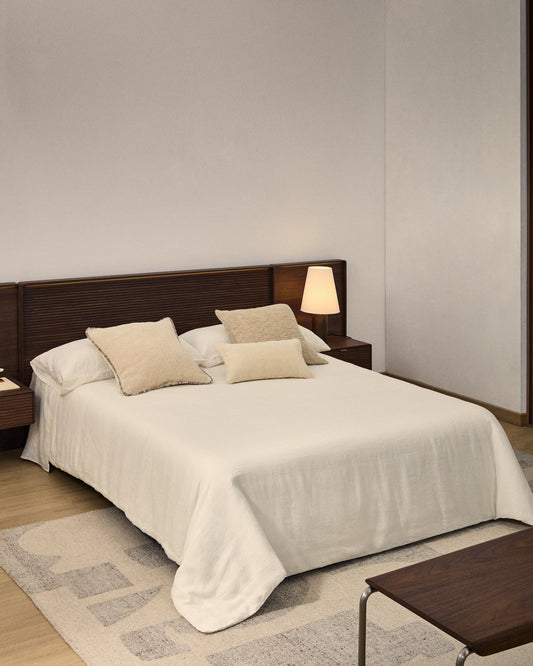 Simmel duvet cover and pillowcase set in ecru cotton and linen for 150cm bed