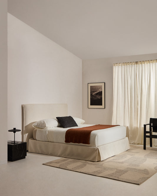 Jaira white chenille bed with removable cover for 180x200cm mattress FSC Mix Credit