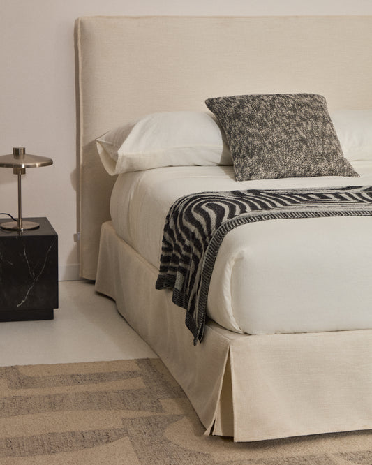 Jaira white chenille bed with removable cover for mattress 150x190cm FSC Mix Credit