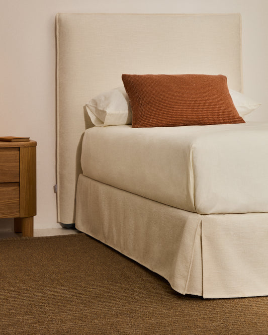 Jaira bed base with removable cover in white chenille for 90 x 200cm mattress