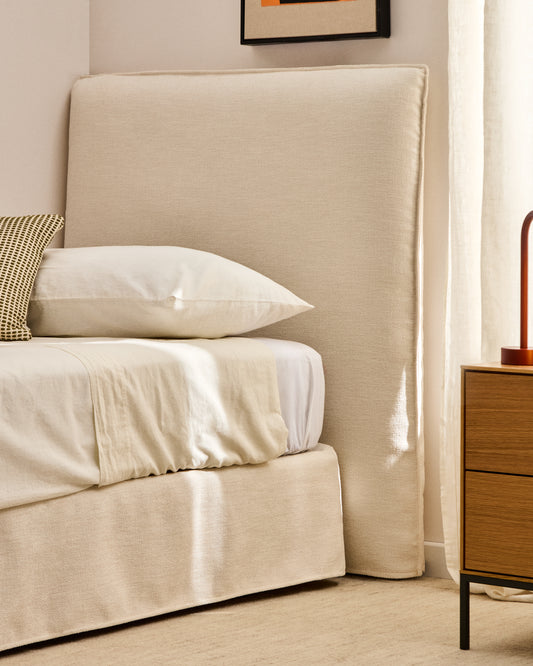 Jaira headboard cover in white chenille for 90cm bed