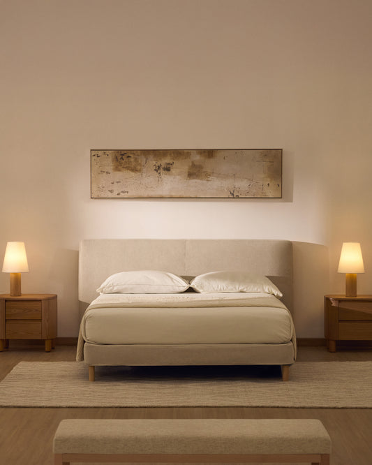 Blok ecru headboard with removable cover for bed up to 160cm