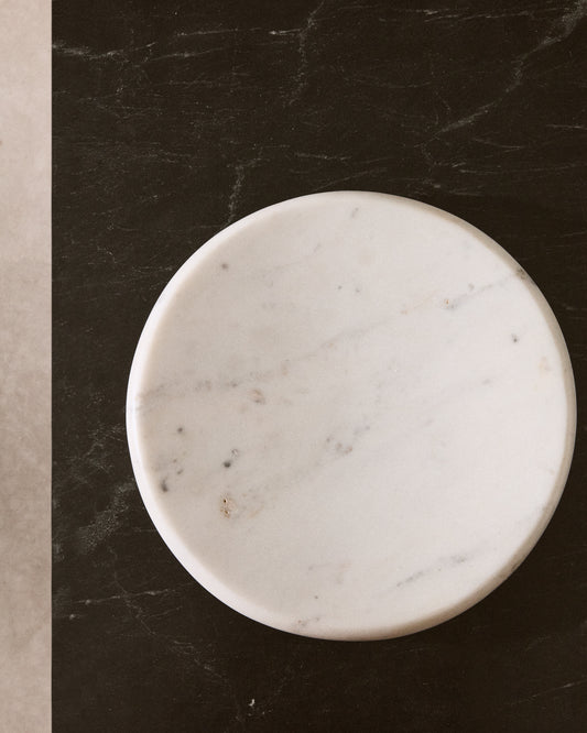 Obena tray in white marble Ø 25 cm