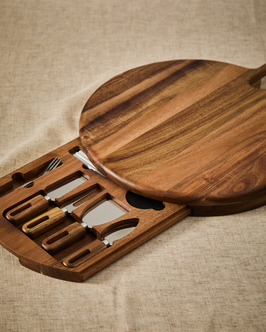 Blera cheese board and cutlery set in acacia wood FSC 100% and stainless steel