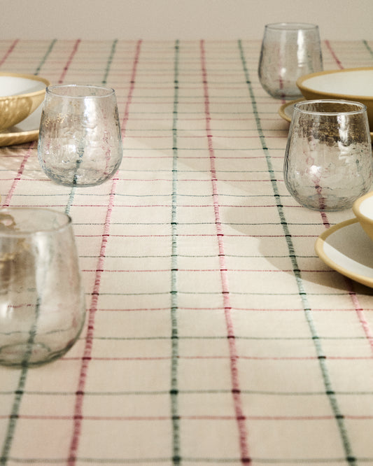 Aldelie multicoloured 100% cotton jacquard tablecloth 150 x 250cm