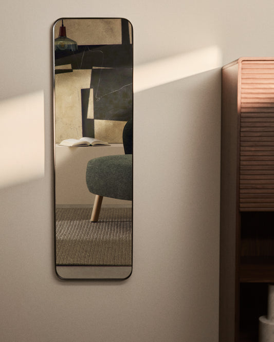 Marco black metal mirror 55.5 x 150.5cm