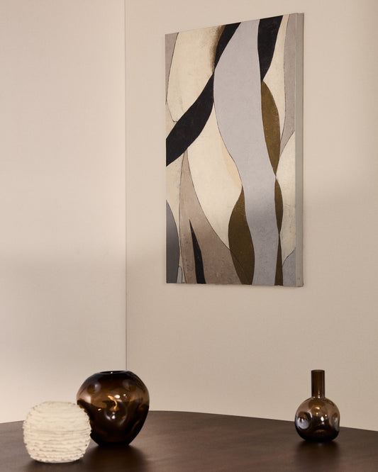 Marvilo grey and mustard abstract canvas 60 x 90cm