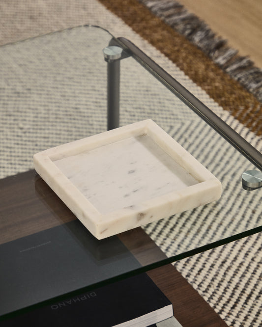 Serela tray in white marble 18 x 18 cm