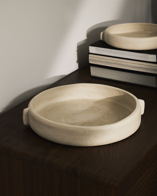 Mireni papier-mâché centrepiece beige Ø 31 cm