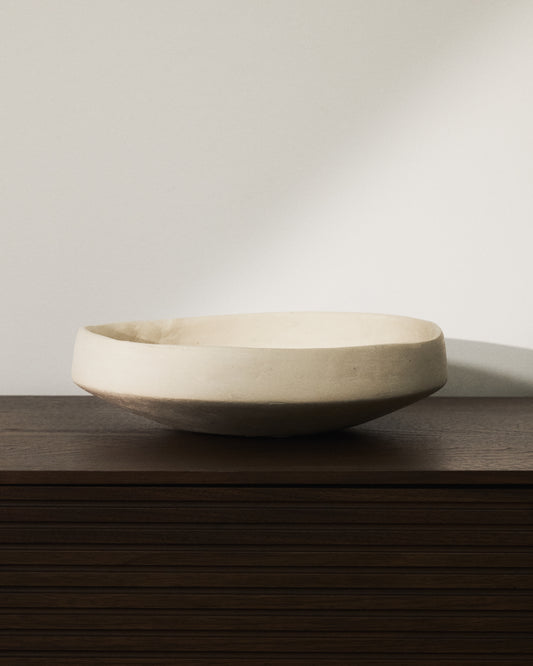 Mireni papier-mâché centrepiece beige Ø 29 cm