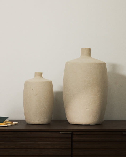 Mireni papier-mâché vase beige Ø 26 cm