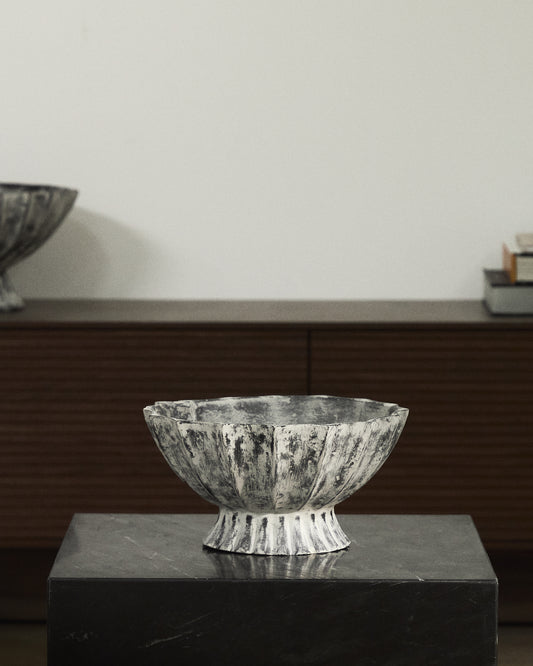 Valura papier-mâché centrepiece grey Ø 26 cm