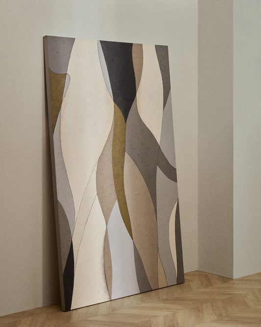 Marvilo grey and mustard abstract canvas 120 x 200cm