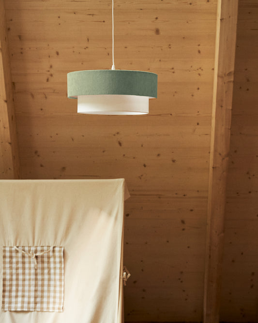 Bianella cotton and turquoise corduroy ceiling lamp