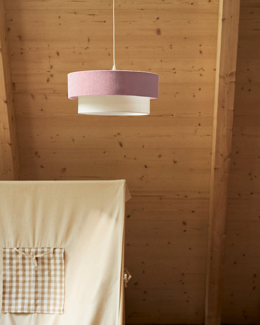 Bianella cotton and pink corduroy ceiling lamp