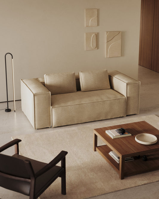 Blok 2-seater sofa in natural thick corduroy 210cm FSC Mix Credit