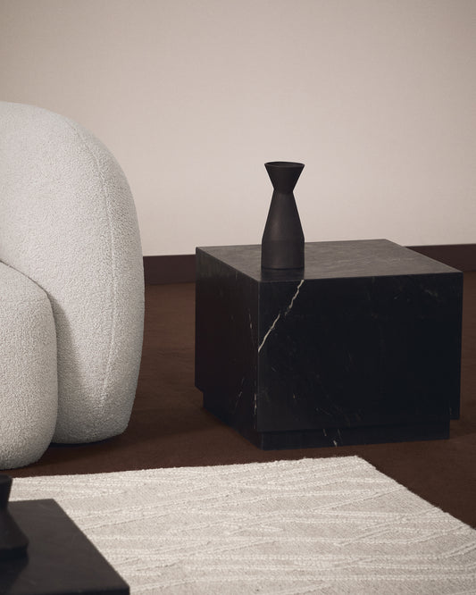 Sorein side table in black marble 50 x 50 cm