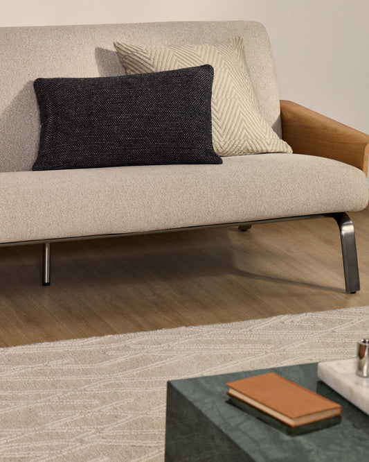 Elira wool and cotton cushion cover in black 40 x 60 cm