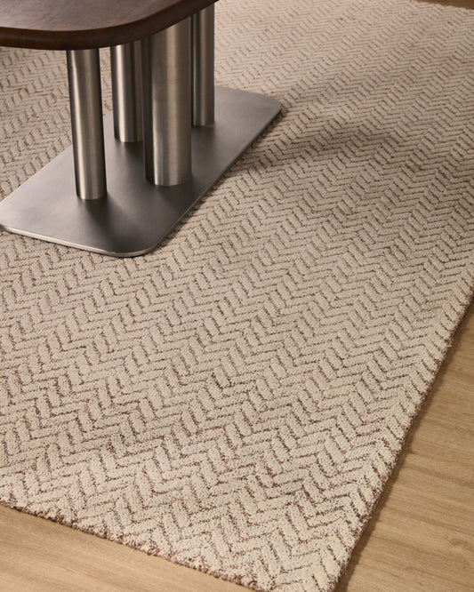Calira beige woven jacquard wool rug 230 x 160cm