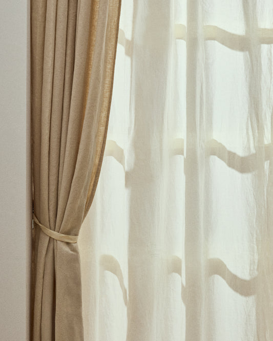 Nolira stone grey cotton and linen curtain 140 x 270cm