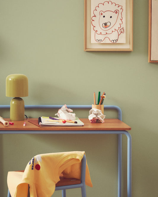 Monze table lamp in light green painted metal