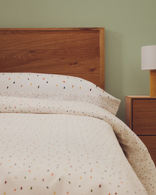 Epifania duvet cover and pillowcase set in cotton percale with multicolour print for 90cm bed