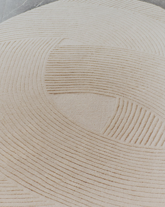 Domm beige wool rug, Ø 200 cm