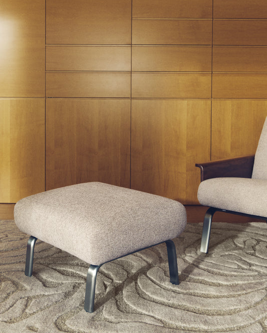 Amsen light brown footrest with brushed stainless steel legs 68 x 55 cm