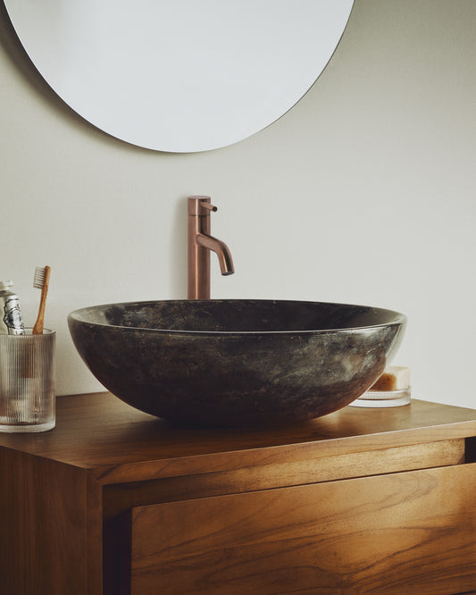 Darnen grey marble countertop washbasin Ø 40cm