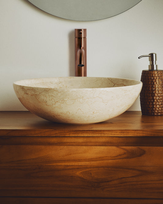 Darnen beige marble countertop washbasin Ø 40cm