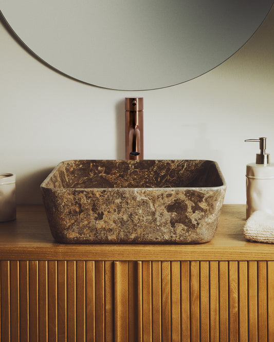 Darnen grey marble countertop washbasin 40 x 40cm