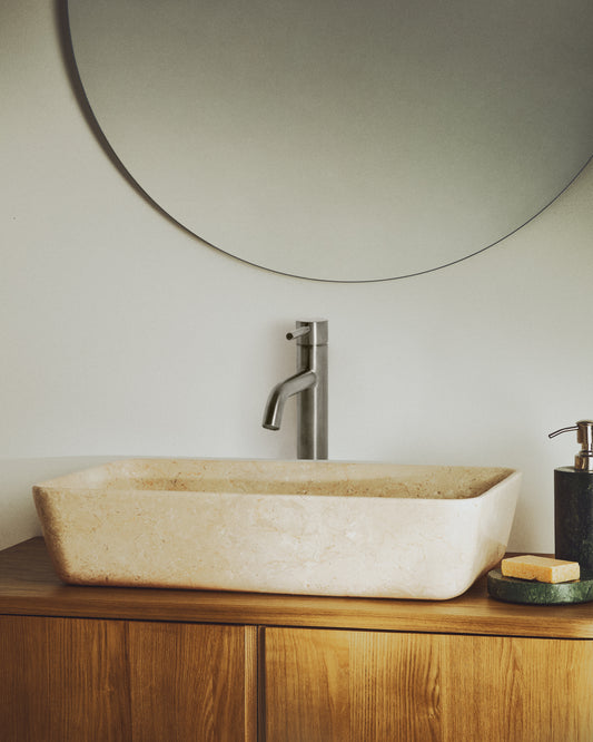 Darnen beige marble countertop washbasin 55 x 35cm