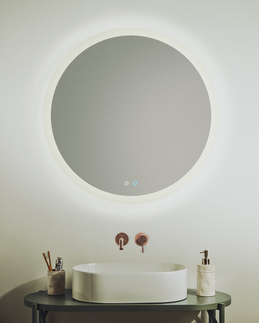 Mervi round bathroom mirror with LED light and anti-fog Ø 60cm