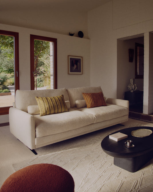 Selira beige wool rug with embroidered effect 300 x 200cm