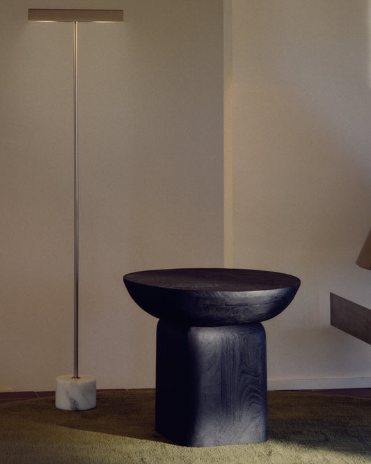 Ovak side table in solid acacia wood with black finish FSC 100% Ø50cm