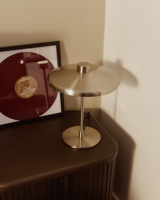 Nuvira table lamp in light grey brushed metal