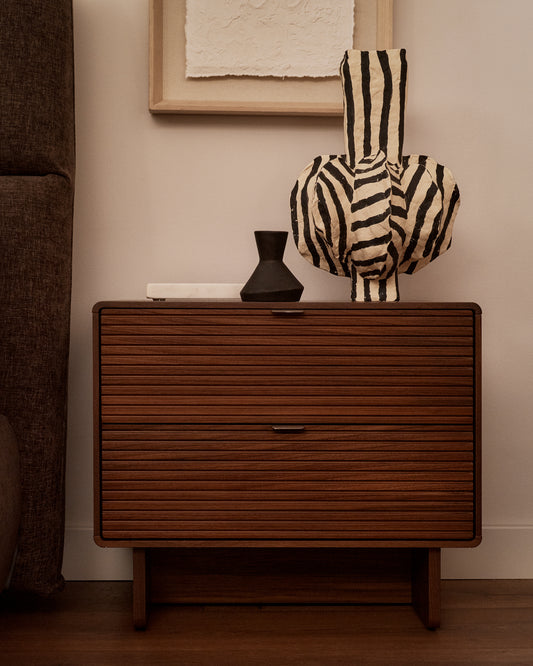 Norlen 2-drawer bedside table in walnut veneer FSX Mix Credit 60 x 52cm