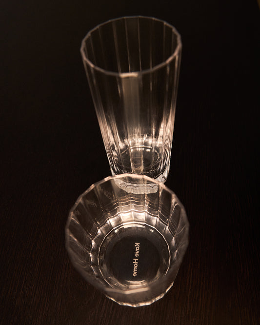 Nivor clear drinking glass with carved vertical relief, 30 cl