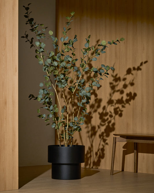 Mash round metal planter in taupe Ø41