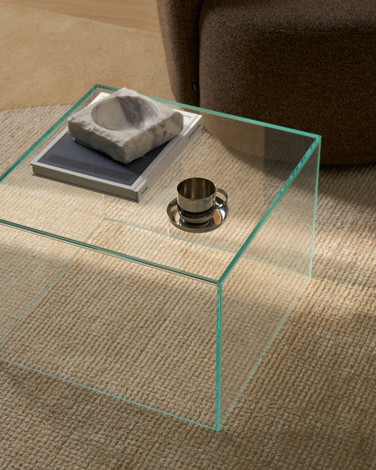 Orlia side table in clear tempered glass 50 x 50cm