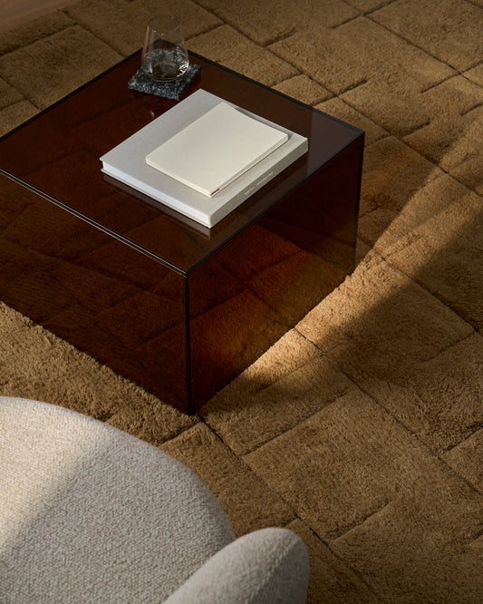 Orlia side table in brown tempered glass 50 x 50cm