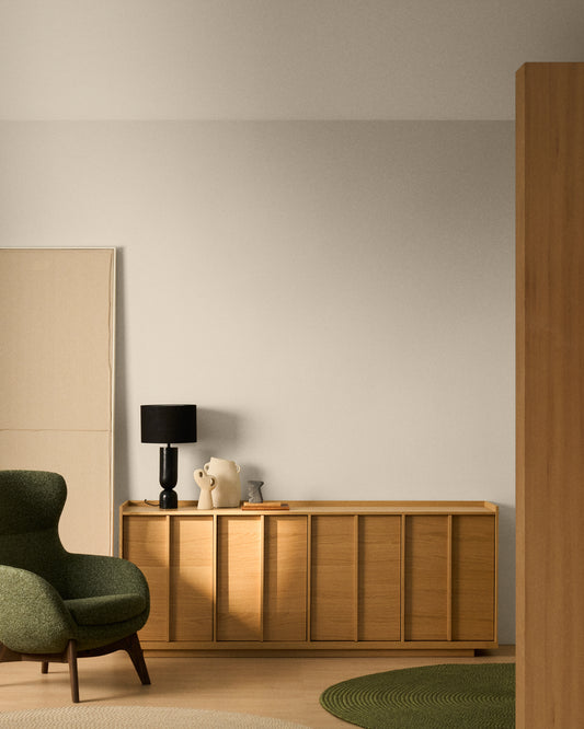 Onix sideboard with an oak veneer in a natural tone finish, 200 x 80 cm FSC Mix Credit