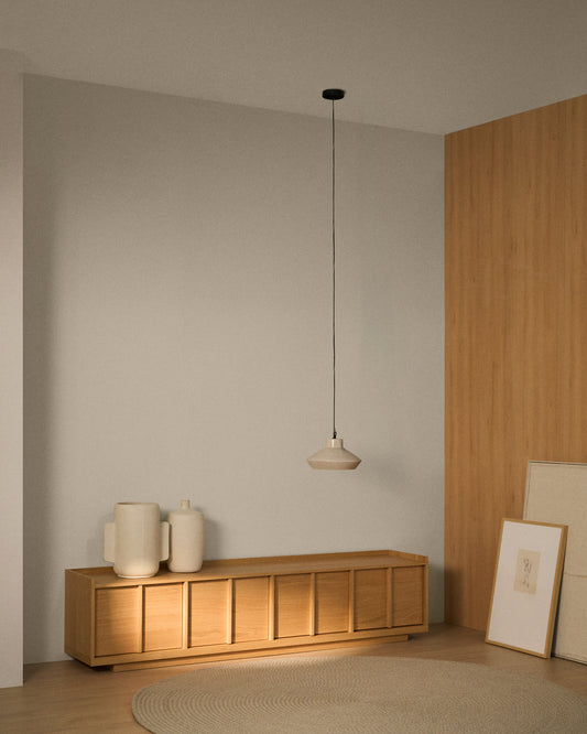 Onix TV stand with an oak veneer in a natural tone finish, 200 x 45 cm FSC Mix Credit