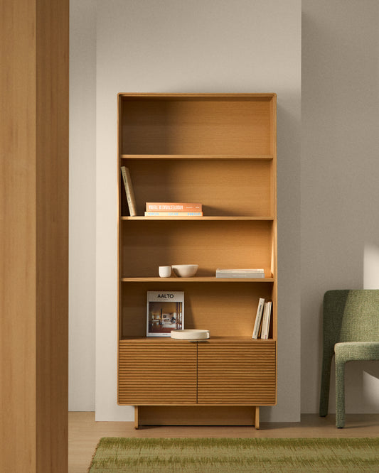 Norlen shelving unit in oak veneer with natural finish FSC Mix Credit 90 x 190 cm