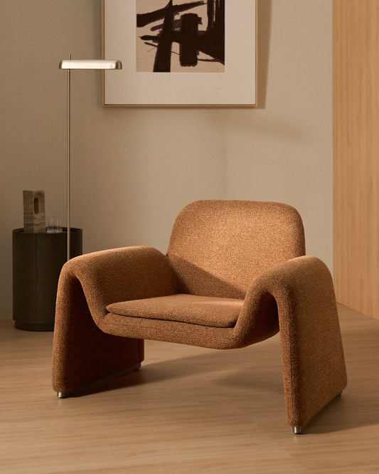 Melvia terracotta chenille armchair