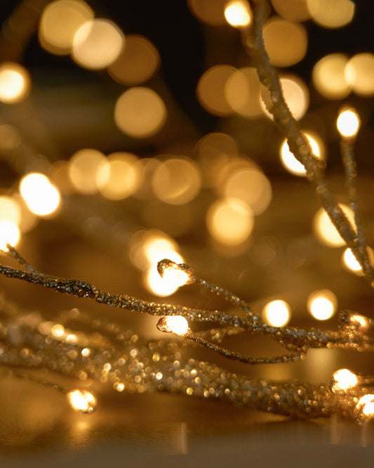 Gold Java LED light-up garland 180 cm