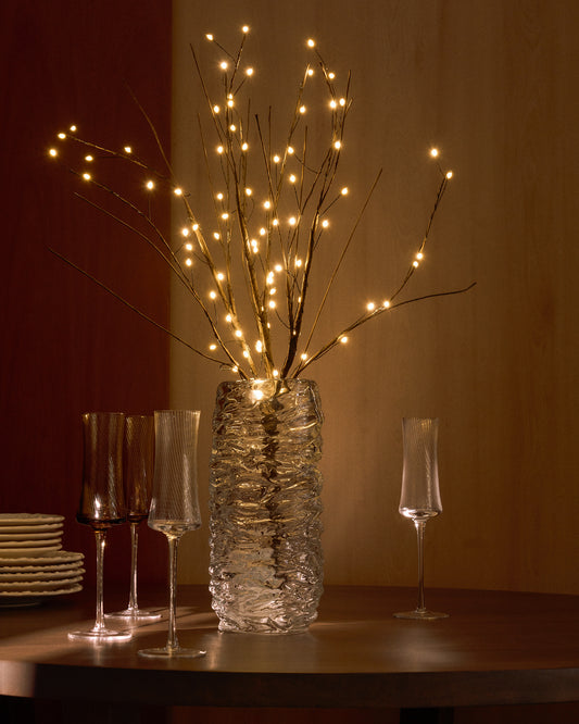 Brown Java branch-shaped LED light-up garland 70 cm