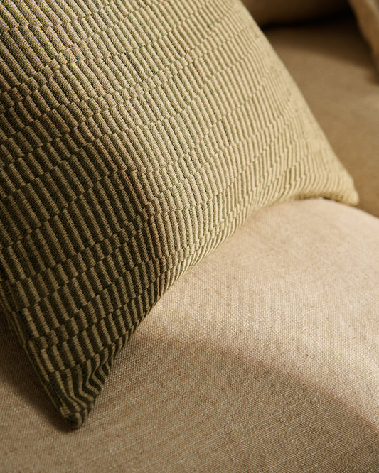 Nerel green cotton and linen jacquard cushion cover 50 x 50cm