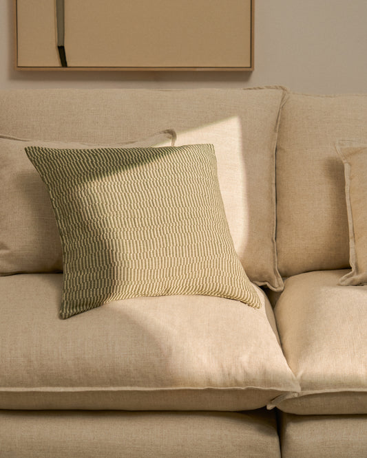 Nerel green cotton and linen jacquard cushion cover 50 x 50cm